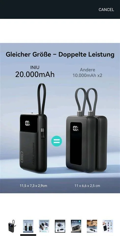 Inui Powerbank 20 000 mAh, 45 W — foto 2 nga 7