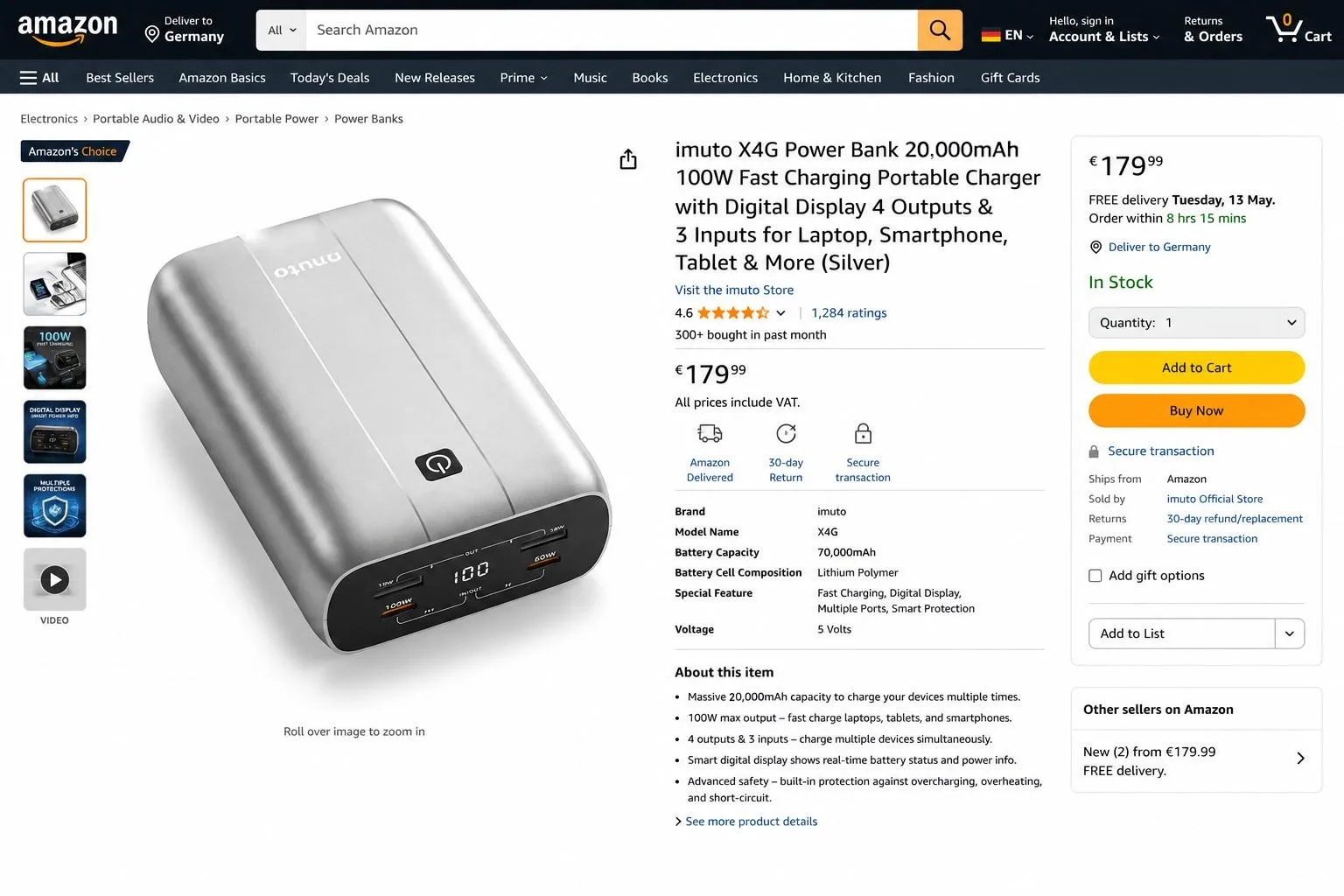 Imuto X4G power bank 20.000 mAh, 100 W — foto 2 nga 6