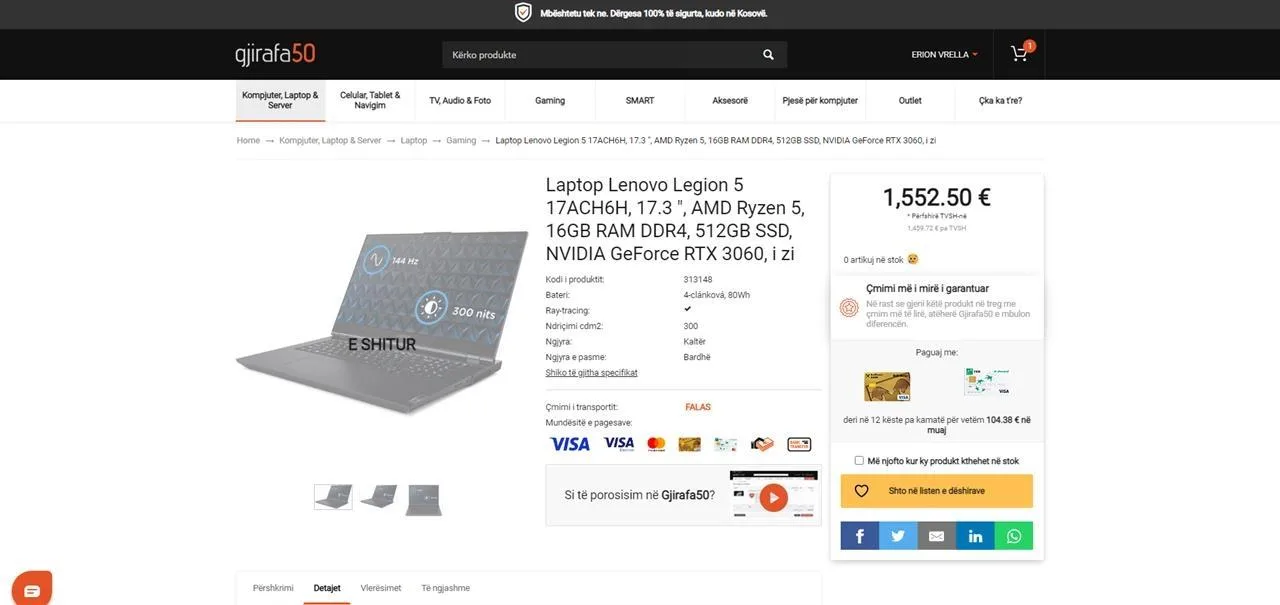 Laptop Lenovo Legion 5 i personalizuar — foto 2 nga 10
