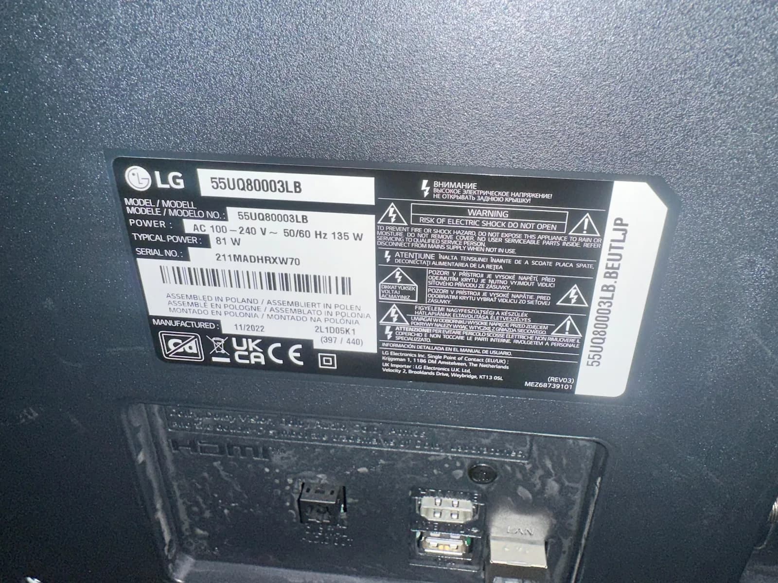 LG Smart TV 55" 4K UHD (55UQ80003LB) — foto 2 nga 3
